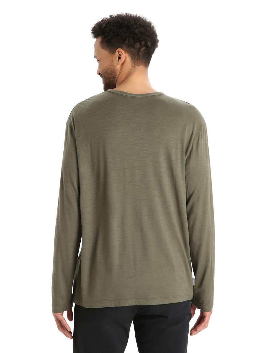 Long Sleeve Icebreaker Merino Granary Pocket T-Shirt Męskie Oliwkowe | PL 1709VRWD